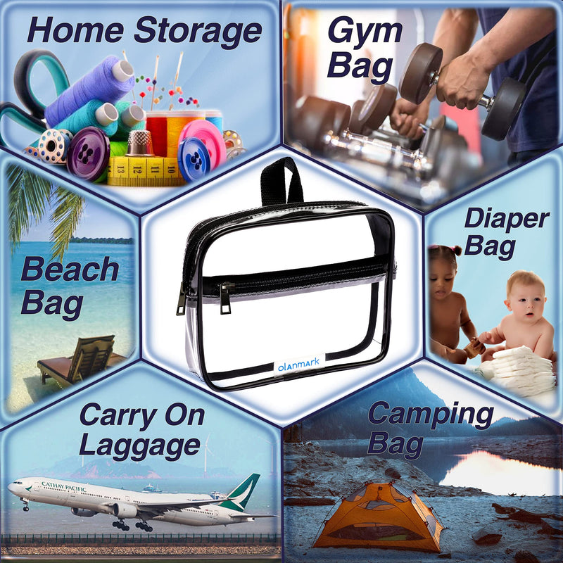TSA Approved Toiletry Bag 3-1-1 Clear Travel Cosmetic Bag with Handle - Quart Size Bag with Zipper - Carry-on Luggage Clear Toiletry Bag for Liquids - Airport Airline TSA Compliant Bag for Man Women Black