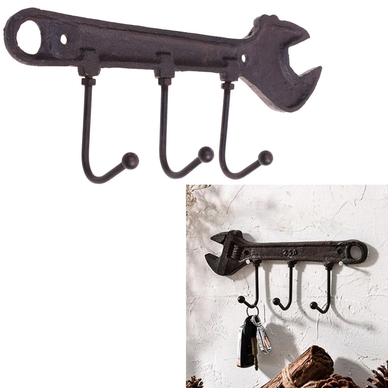 Beautyflier Antique Style Case Iron Wall Mounted Coat Hook Key Hanger Home Organizer Rack (Spanner Shaped) Spanner Shaped