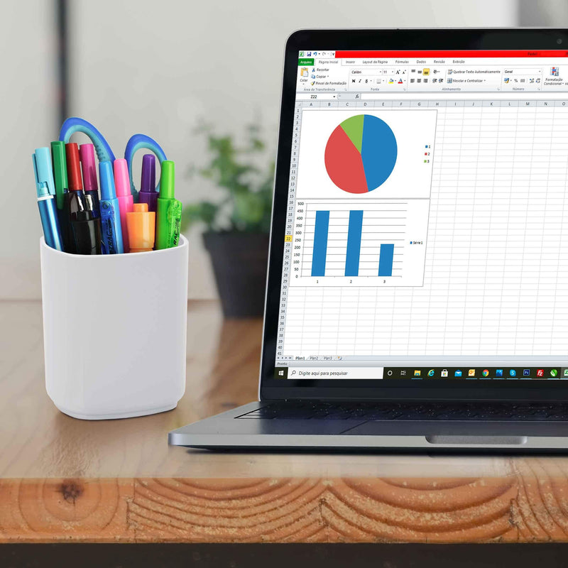 Acrimet Jumbo Pencil Holder Pen Cup Caddy Desktop Organizer (Plastic) (White Color)