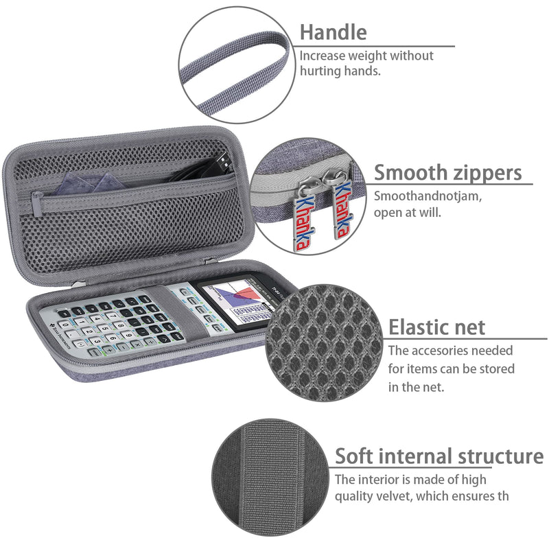 Khanka Hard Travel Case Replacement for Texas Instruments TI-83 Plus/TI-84 Plus/TI-84 Plus CE Color Graphing Calculator, Case Only (Galaxy Gray)