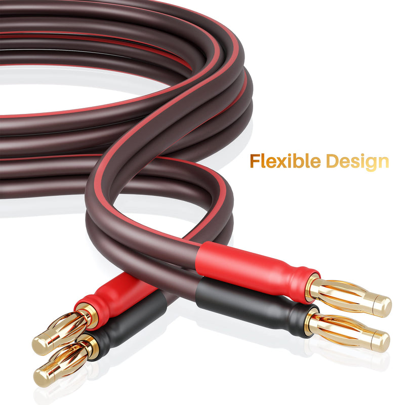 GearIT 14 AWG Speaker Cable with Banana Plugs (2 Pack, 3.3 Feet - 1 Meter), 14Ga Banana Wire for Bi-Wire Bi-Amp HiFi Surround Sound - Brown, 3 Ft 1m - 3.3ft, 2pack