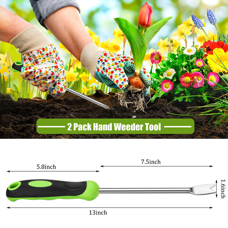 2 Pieces Hand Weeder Tool Garden Weeding Tool Gardening Weeder Tool with Ergonomic Handle, Stainless Steel Garden Lawn Farmland Transplant Gardening Plant Tool