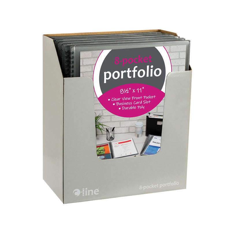 C-Line 8-Pocket Spiral-Bound Poly Portfolio, Letter Size, 1 Portfolio, Smoke Gray (33081)