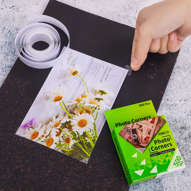 Aneco Transparent Photo Corners Clear Picture Mounting Corner Stickers for DIY Album, Scrapbook, Journal, 500 Pieces/Pack 1