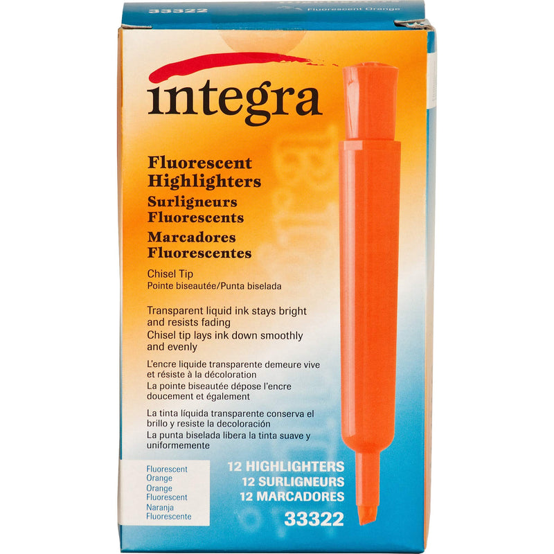 Integra Desk Highlighter, Chisel Tip, Fluorescent Orange (ITA33322)