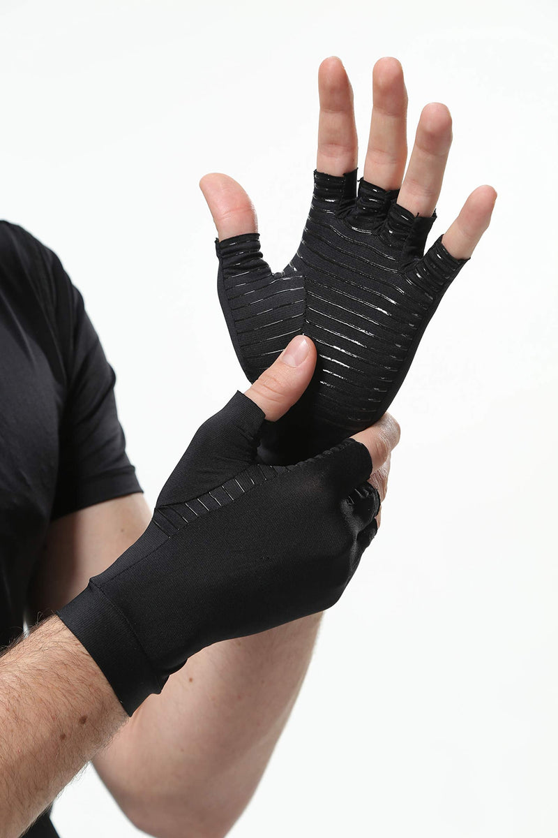 COPPER HEAL Arthritis Compression Gloves Rheumatoid Carpal Tunnel Glove Fingerless Pains Hands Support finger joint Small (1 Pair)