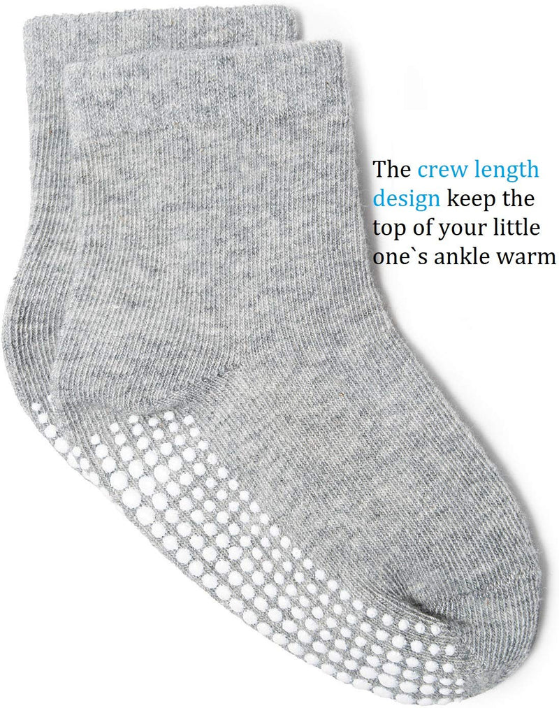 Zaples Grip Crew Socks with Non Slip/Anti Skid Soles for Baby Infants Toddlers Kids Boys Girls Assorted 12 Pack 4-7 Years