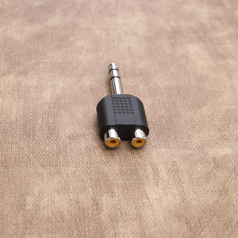 5Pcs 6.35mm 1/4 Inch Stereo Male Plug to Dual RCA Phono Female Socket Jack Connectors Audio Converters Y Splitter Adapters