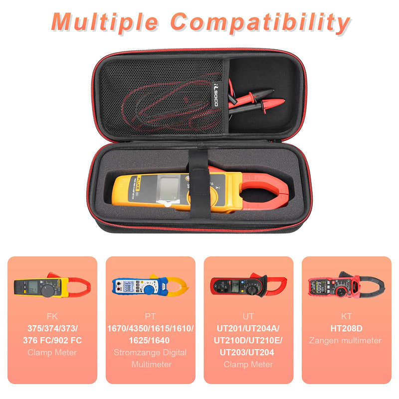 RLSOCO Carrying Case for Fluke 374/375/376FC/376/902/902 FC True-RMS Clamp Meter & KAIWEETS Digital Clamp Meter HT208A/HT208D