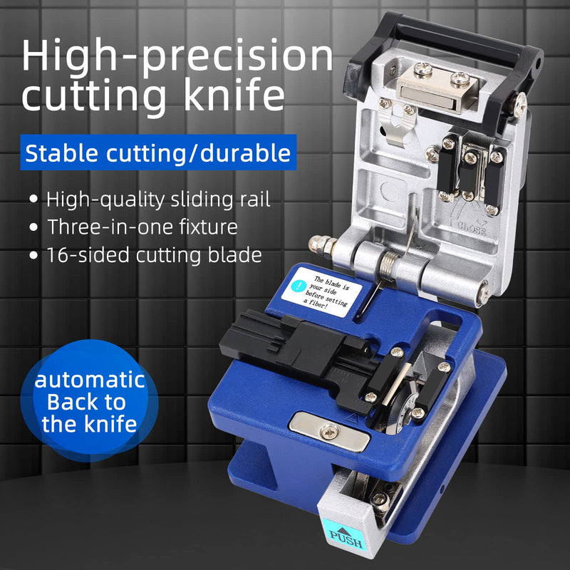 FTTH optical fiber tool kit with 36000 cutter FC-6S and optical fiber drop cable optical fiber stripper CFS-3 stainless steel Adjustable openin three-port hole optical fiber cold connection (5 in 1) 5 in 1