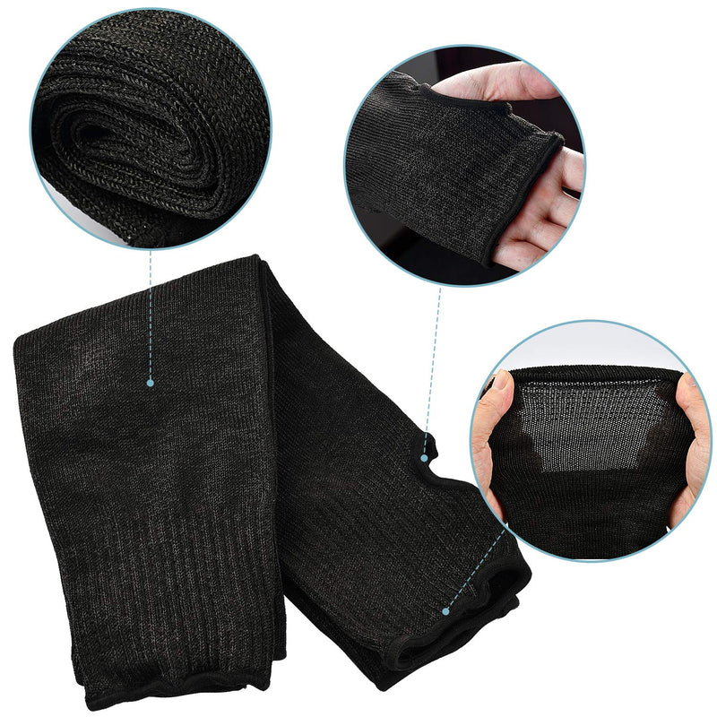 Arm Protectors Cut Heat Resistant Sleeve,Burn Resistant Anti Abrasion Safety Arm Guard for Garden Kitchen Farm 1 Pair Black With Thumb Hole