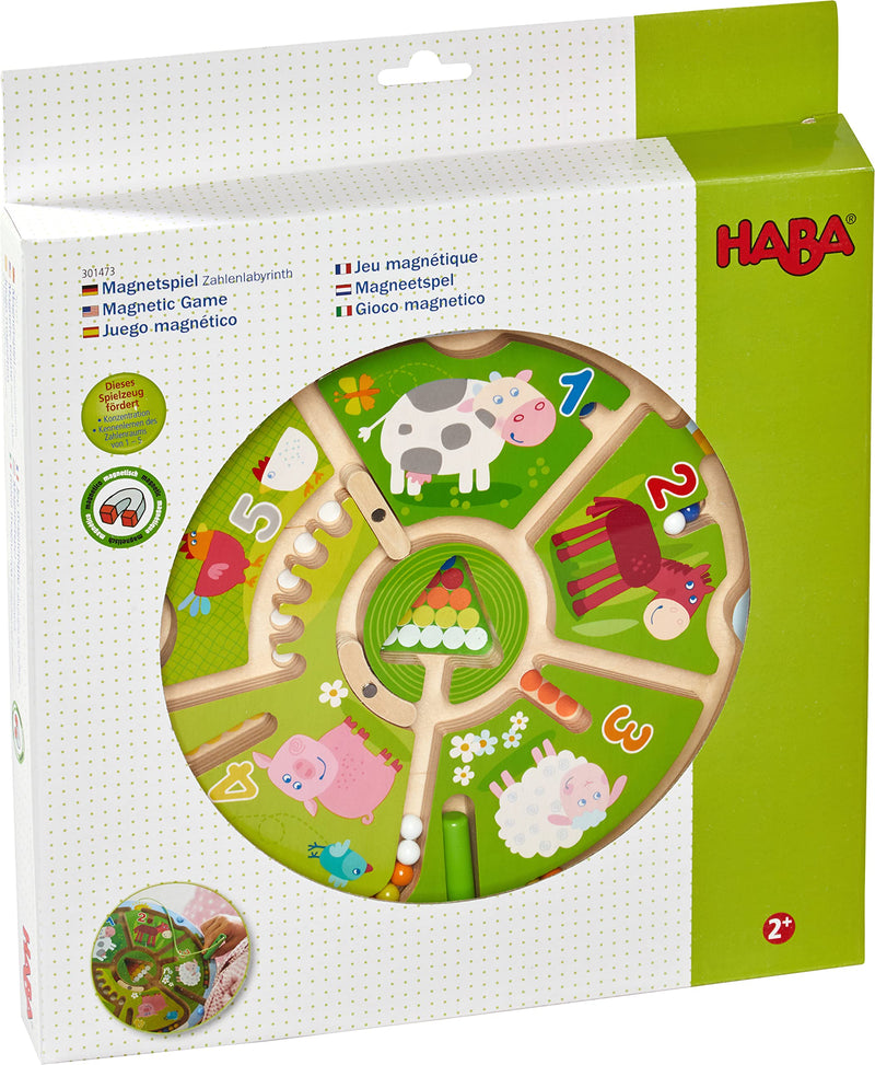 HABA Number Maze Magnetic Game STEM Toy Encourages Color Recognition, Fine Motor & Counting
