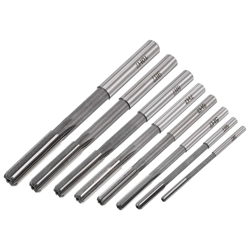 uxcell Chucking Reamer Set Lathe Machine Reamer Straight Flute Milling Cutter High Speed Steel H7 Tolerance (3mm 4mm 5mm 6mm 7mm 8mm 9mm 10mm) 8pcs
