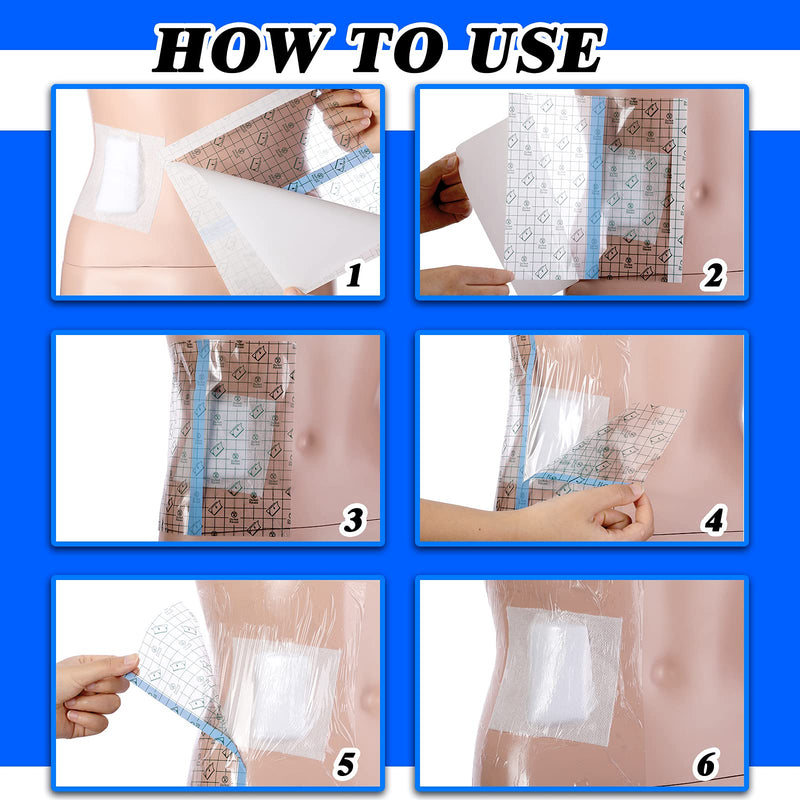 Peritoneal Dialysis Shower Protector Waterproof Transparent Dressing Wound Cover Bandage Tape for Swimming Post Surgical Scar Therapy Tattoo Dressings, 7.87 x 7.87 Inches (50) 50