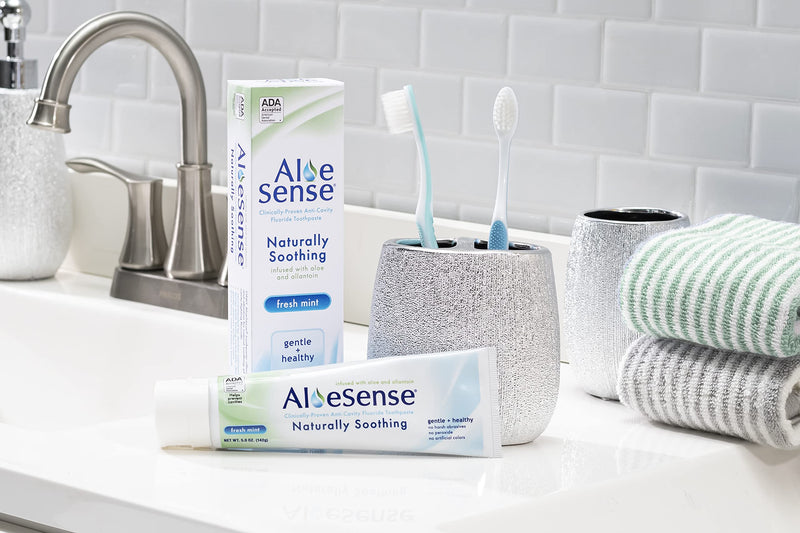 AloeSense Fluoride Toothpaste - Naturally Soothing Care for Sensitive Teeth & Gums - Infused with Gentle Aloe Vera & a Fresh Mint Taste - Natural Toothpaste Free-from Parabens & GMOs - (5oz, 1 Count) Regular (1-pack)