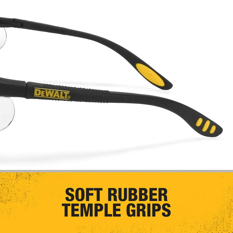 Dewalt DPG59-130C Reinforcer Rx-Bifocal 3.0 Clear Lens High Performance Protective Safety Glasses with Rubber Temples and Protective Eyeglass Sleeve