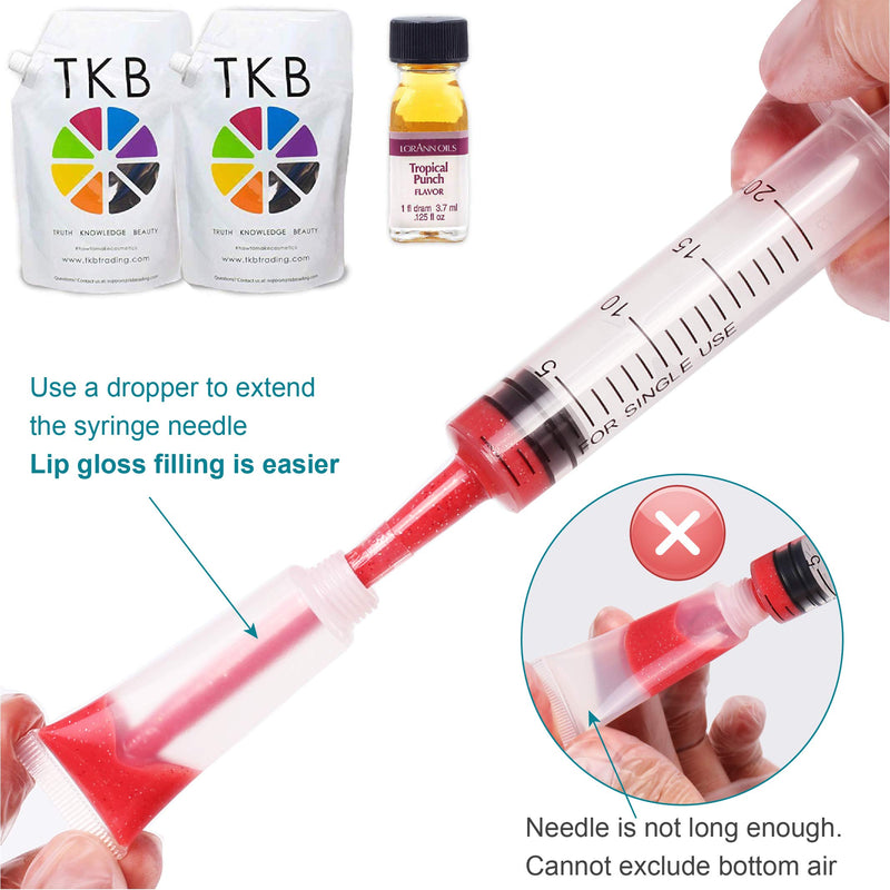 6 Pack 20ml Syringe Without Needle - Syringes for Lip Gloss, Large Plastic Syringes for TKB Lip Gloss Base (Versagel)，Scientific Labs, Dispensing, Measuring, Watering, Refilling，Multiple Uses