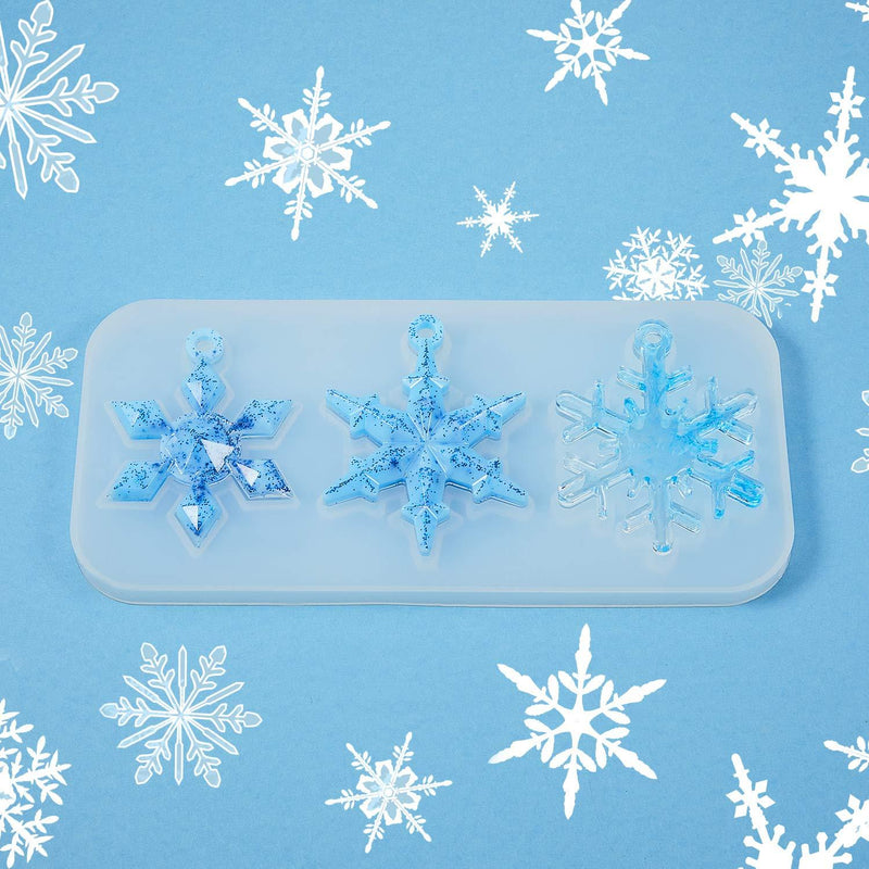 3 Pieces Snowflake Silicone Moulds, DIY Silicone Pendant Mold Making Resin Casting Mold for Holiday Craft Supplies