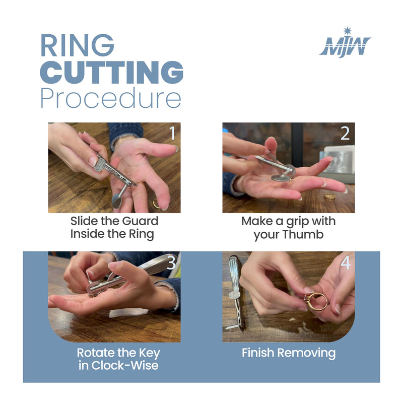 MJW Finger Ring Cutter with 2 Replacement Blades - Stainless Steel Emergency Jewelry Cutting Tool, Ideal First Aid Instrument, EMT Ring Remover Tool with Finger Protection