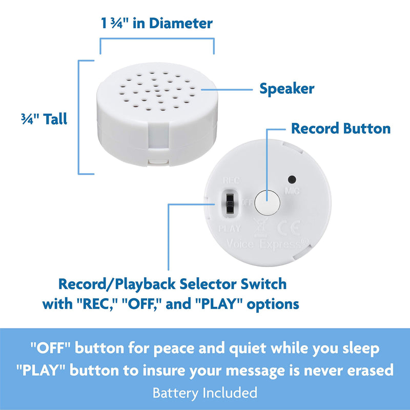 Voice Express 20 Second Voice Recorder for Plush Toys, Stuffed Animals, Baby Dolls, and Pillows for Personal Messages 1 Pack
