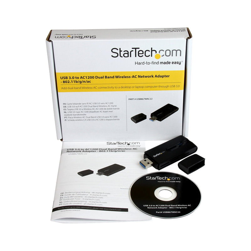 StarTech.com USB 3.0 AC1200 Dual Band Wireless-AC Network Adapter - 802.11ac WiFi Adapter - 2.4GHz / 5GHz USB Wireless - AC Network Card (USB867WAC22), Black 867 Mbps AC