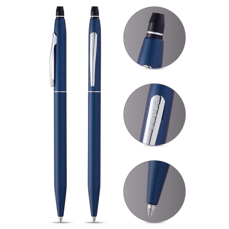 Cross Click Blue Lacquer Ballpoint Pen with Chrome Appointments