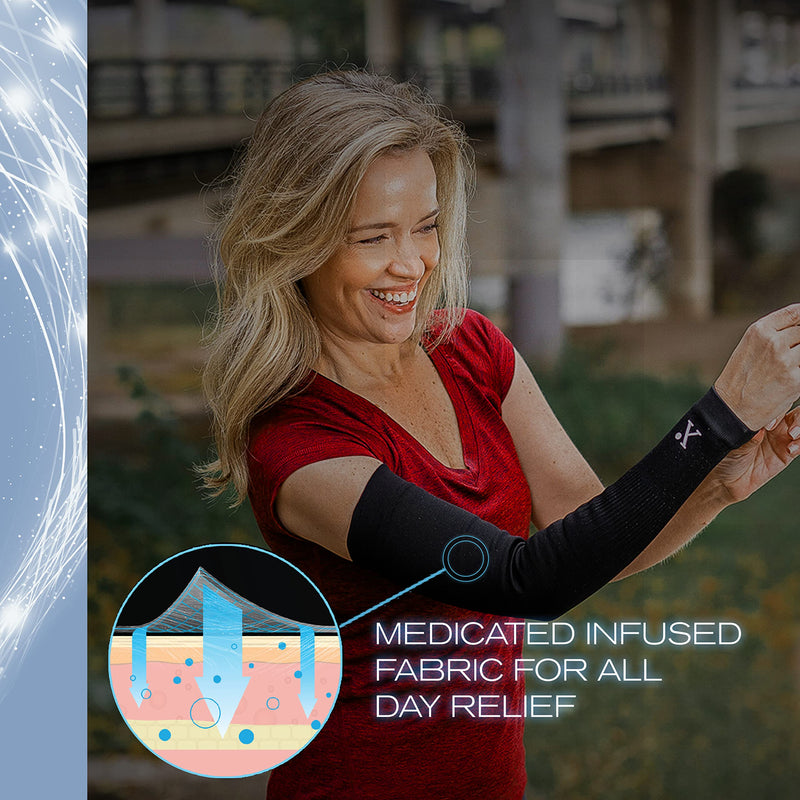 NUFABRX Pain Relieving Arm Compression Sleeve for Men & Women | Full Arm Cover and Elbow Brace | All Day Relief Against Arthritis Tendonitis and Tennis Elbow | One Size Fits All