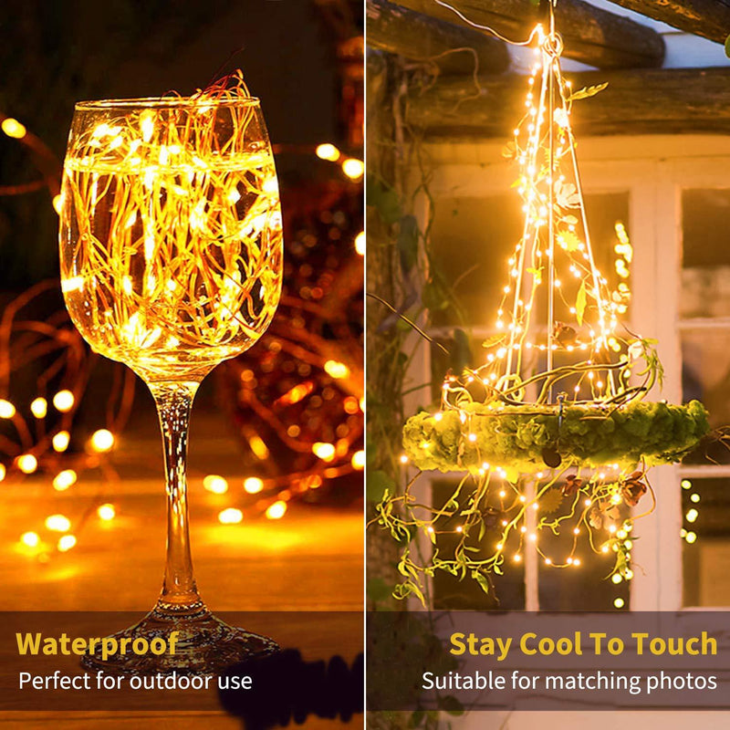 Fairy String Lights, 40 Feet 120 LED Copper Wire Firefly Lights for Bedroom Wedding Gathering Party Christmas Tree Garland Wreath Decoration, Warm White 120 LEDs Copper wire Warm White