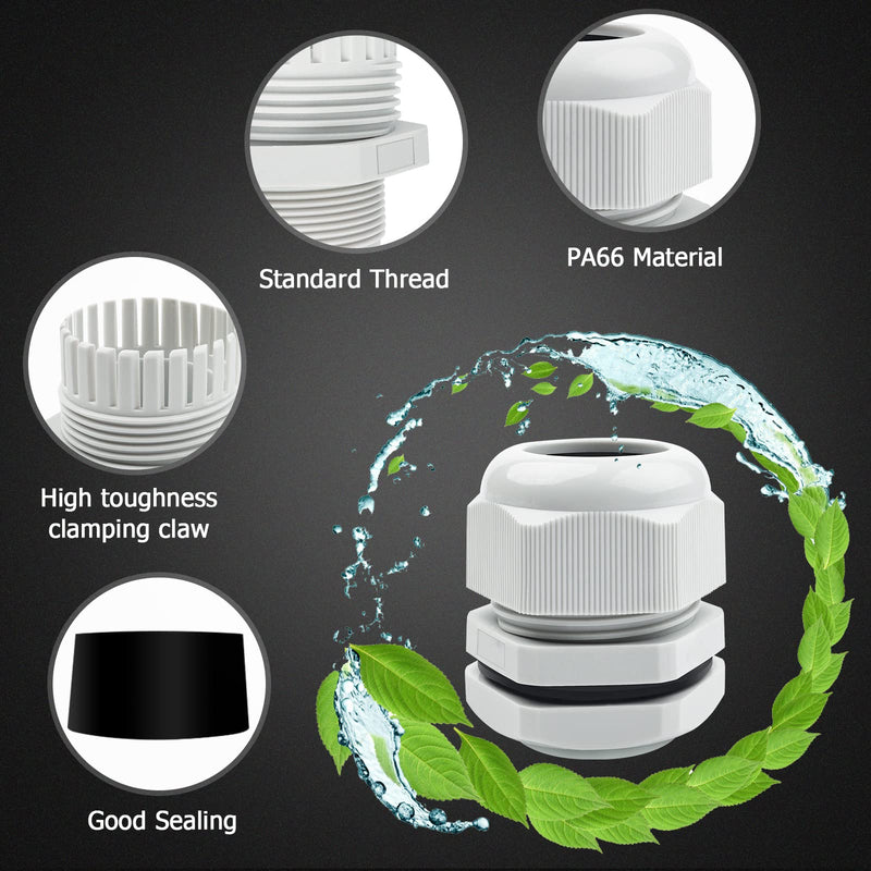 Pack of 15 cable glands M12, Hanibos cable gland waterproof IP68 cable entry gray adjustable cable glands for outdoor garden switch box junction box M12-15 pieces
