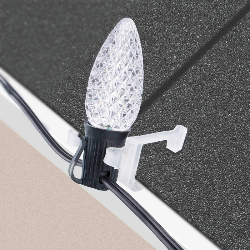 Brightown All-in-One Christmas Light Clip, Universal Gutter and Shingle Clip for C7, C9 and Mini Lights, 100 Pack
