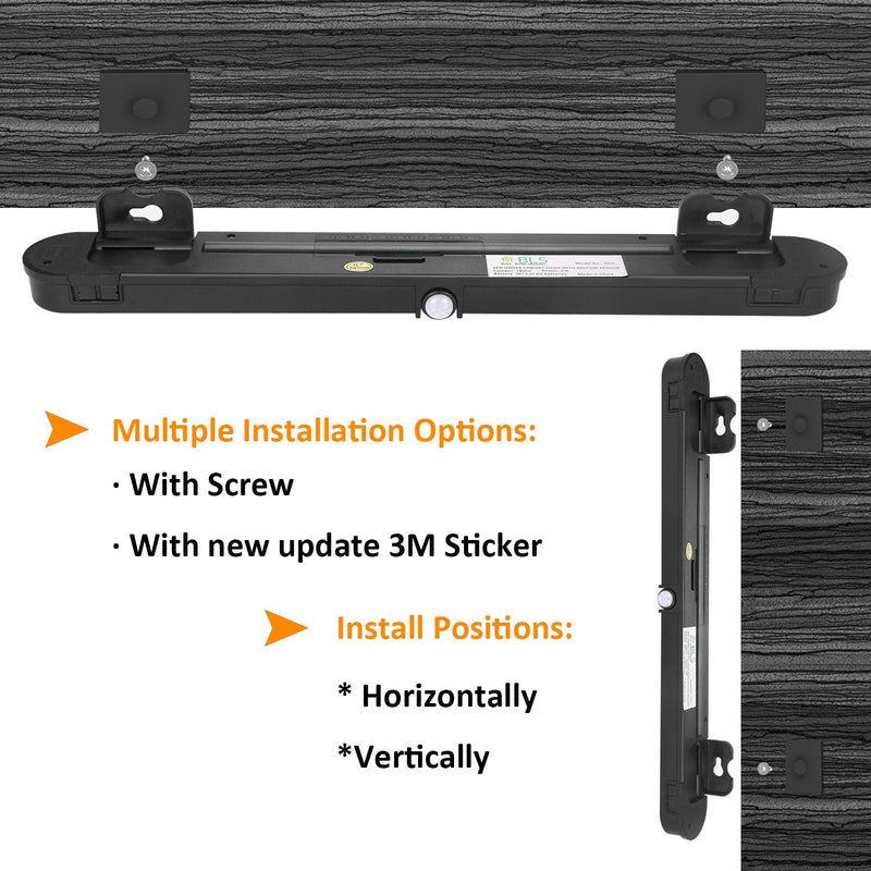 T01LB LED Closet Light - BLS Super Bright 20 LED Under Cabinet Lighting Battery Powered / DC Input Wireless Motion Sensing Light, Motion & Light Sensor, Light Beam Adjustable, Black(2 Pack) 6000 Kelvin Clean White-2 Pack (Black)