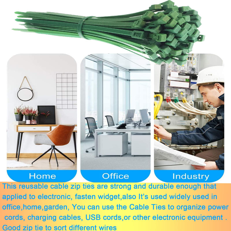 Releasable Reusable Zip Ties 8 inch Heavy Duty Zip Tie Green Cable Ties Reusable 100 Pack 50lb Tensile Strength Nylon Cable Wire Ties for Multi-Purpose Use Indoor And Outdoor Plastic Tie Wire green zip ties 8 inch