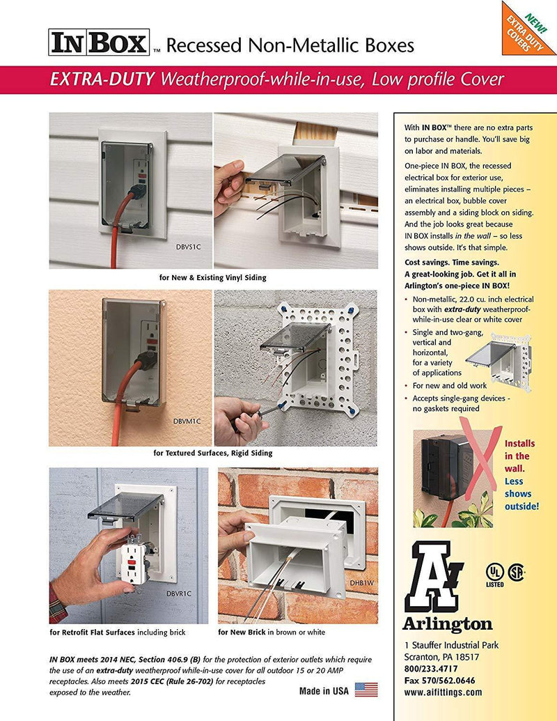 iMBAPrice (1-Pack) DBVW-1 Extra Duty Piantable Replacement Cover for Arlington DBVR1W/DBVS1W/DBVM1W/DBVMA1W 1-Gang (Vertical) in Box Electrical Outlet Box - White 1-Gang (Vertical) - White 1-Pack