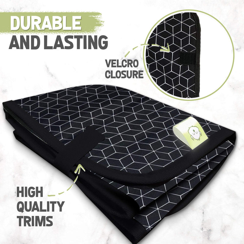 Portable Diaper Changing Pad - Waterproof Foldable Baby Changing Mat - Travel Diaper Change Mat - Lightweight Changing Pads for Baby - Baby Changer - Machine Washable - Small Changing Pad (Black Geo) Black Geo
