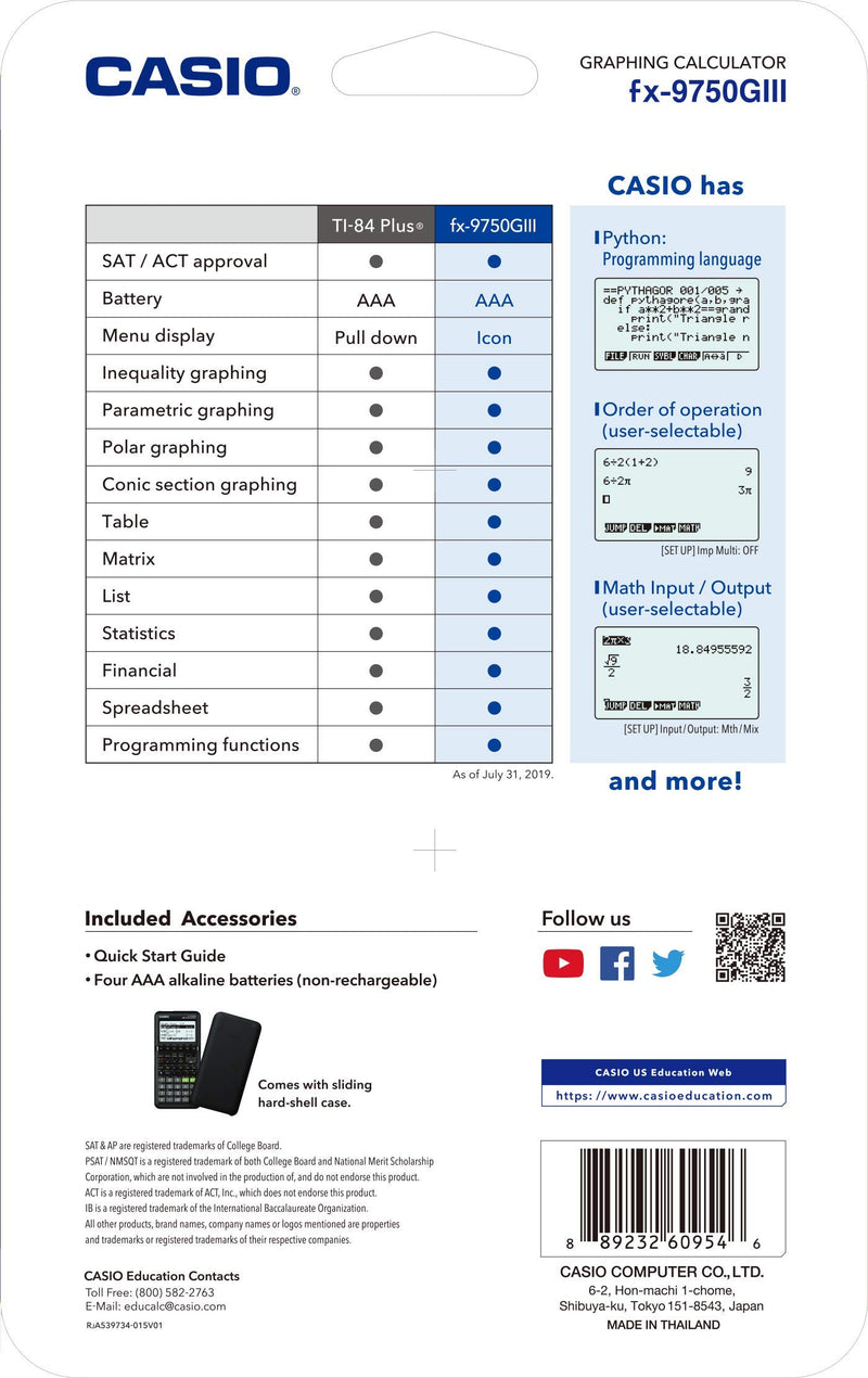 Casio fx-9750GIII Black Graphing Calculator