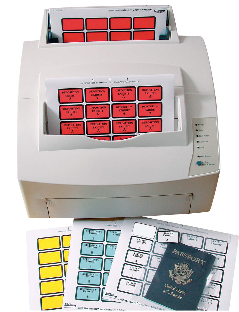 Tabbies Legal Exhibits-U-Create 1-5/8"W x 1"H Labels, 8-1/2"W x 7"H Sheet, 240 Labels/Pack (48092) Yellow