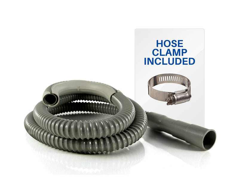 K&J 6ft Heavy-Duty Washing Machine Drain Hose With Clamp - Industrial Grade Polypropylene Discharge Hose for Washing Machines - Fits Up To 1-1/4 Inch Drain Outlets