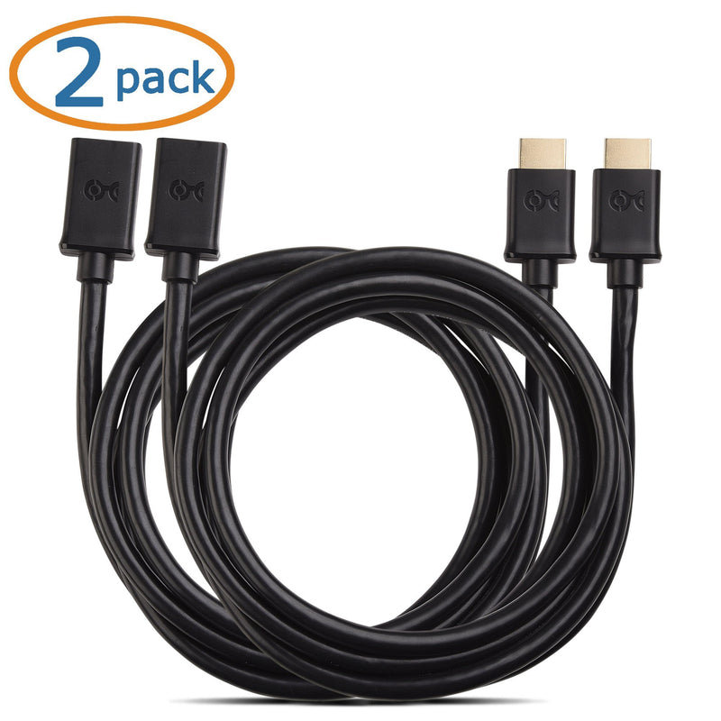 Cable Matters 2-Pack High Speed HDMI Extension Cable (Male to Female HDMI Extender Cable) with Ethernet 6 Feet - 3D and 4K Resolution Ready