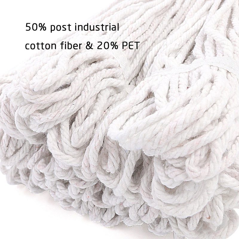 Loop-End Commercial String Mop Head, 6 Inch Headband, Mop Head Replacement for Home, Industrial and Commercial Use (White) White