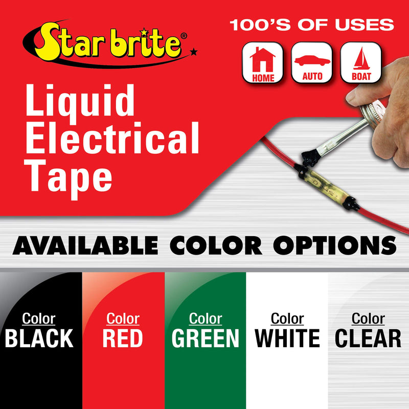 Star Brite Liquid Electrical Tape - 4 Oz Can with Applicator Brush Cap Black 4 Oz