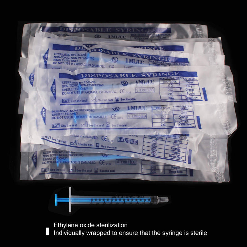 12 Pack - 1ml Plastic Syringe with Measurement, No Needle Suitable for Refilling and Measuring Liquids, Feeding Pets, Oil or Glue Applicator, with Syringe Tip Caps (12Pcs 1ML/CC)