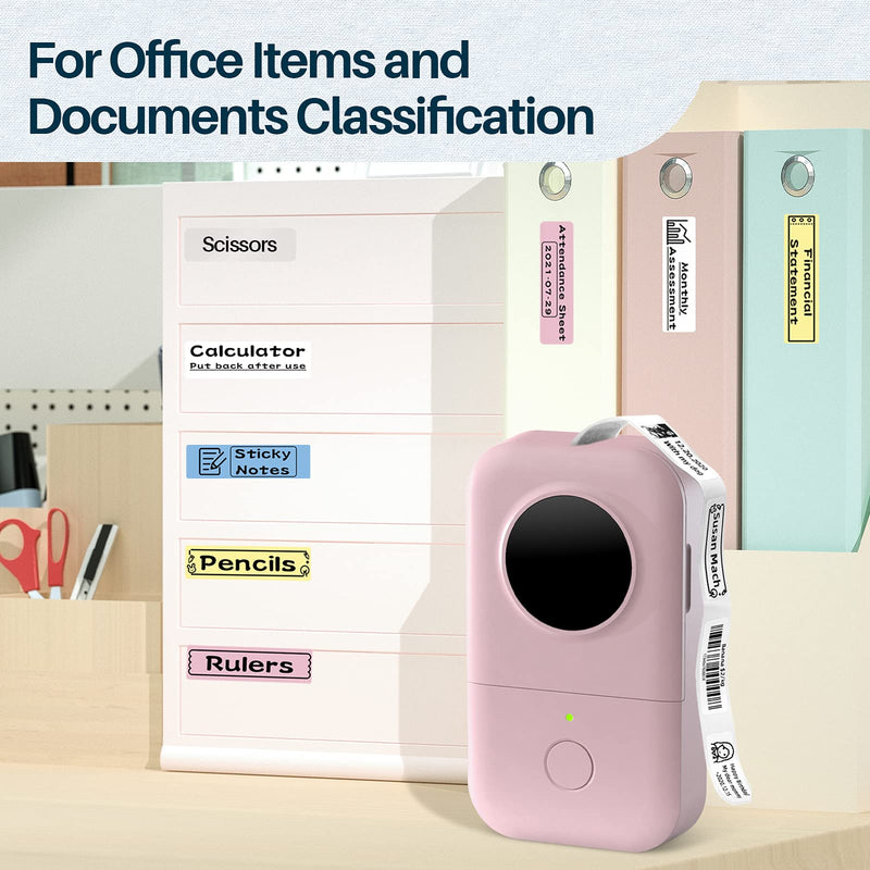 Memoking D30 Label Maker Set- Label x 5 Included, Bluetooth Thermal Label Maker Machine, Smart Mini Label Printer, Super Easy-to-Use Labeler, Compatible with iOS&Android, Pink