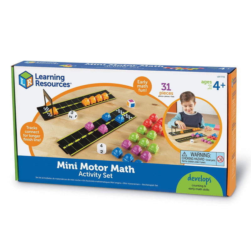 Learning Resources Mini Motor Math Activity Set, Homeschool, Includes Counting, Pattern, Addition and Subtraction Activities, 31 Pieces, Ages 4+