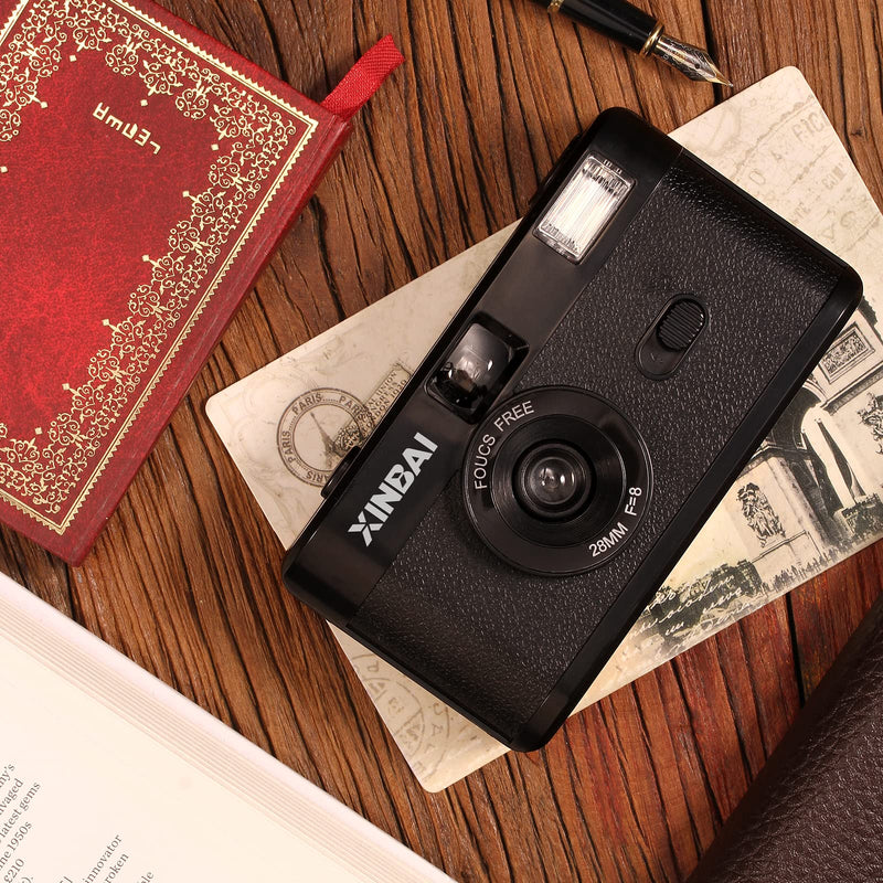 B10 Reusable 35mm Film Camera Use 135/35mm Film (24Ã—36mm), Creative Gifts Vintage Film Camera with Flash, for Kids and Adults (Black)