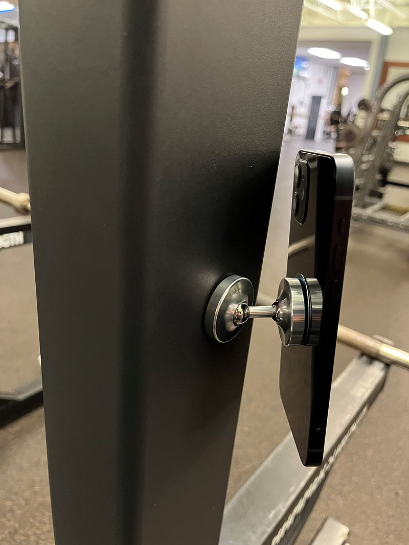 Gym Dual Magnetic Phone Mount & Holder. Attaches magnetically to Metal Surface.