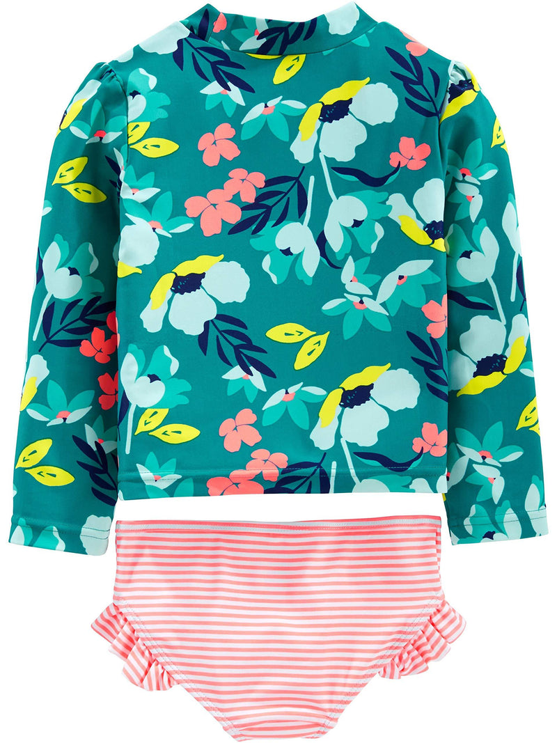 Simple Joys by Carter's Girls' 2-Piece Assorted Rashguard Sets 2T Green, Floral