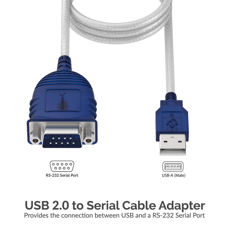 Sabrent USB 2.0 to Serial (9-Pin) DB-9 RS-232 Converter Cable, Prolific Chipset, - HEXNUTS - , [Windows 10/8.1/8/7/VISTA/XP, Mac OS X 10.6 and Above] 2.5 Feet (CB-DB9P) 2.5 Ft