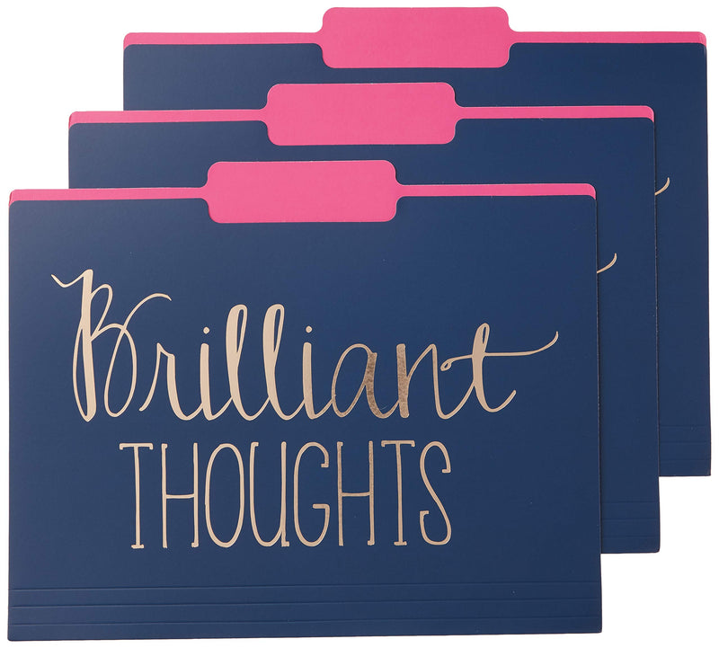 Roobee Gold Brilliant Thoughts, Ridiculously Good Ideas, File & Forget Decorative File Folders (Set of 9) 1