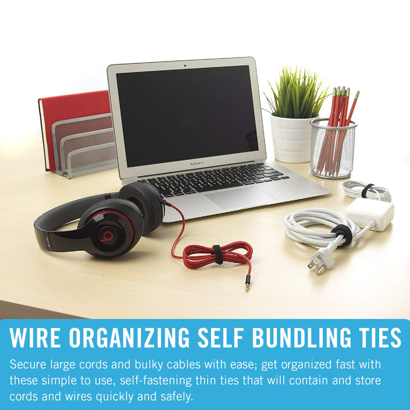 VELCRO Brand ONE-WRAP Cable Ties | 100Pk | 8 x 1/2" Black Cord Organization Straps | Thin Pre-Cut Design | Wire Management for Organizing Home, Office and Data Centers