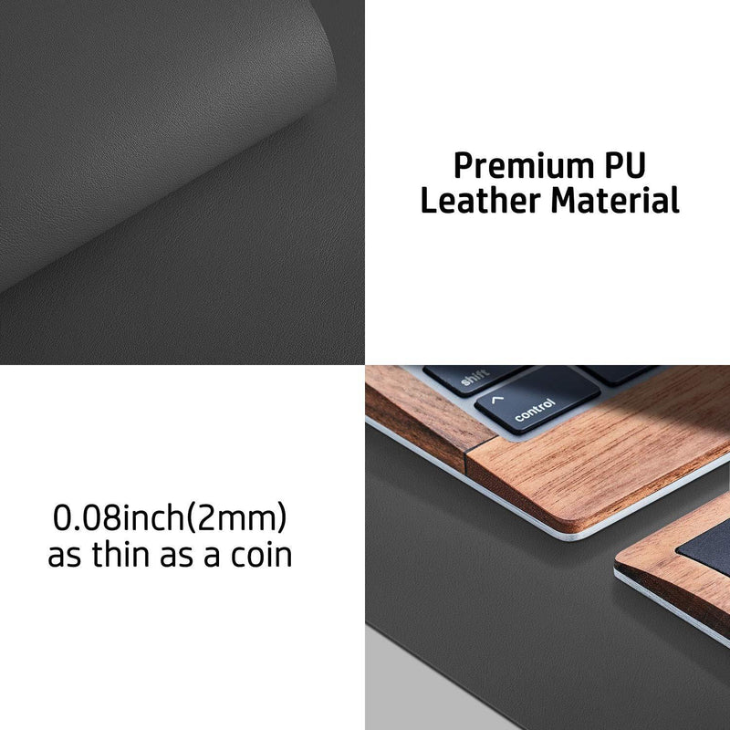 Leather Desk Pad Protector,Mouse Pad,Office Desk Mat, Non-Slip PU Leather Desk Blotter,Laptop Desk Pad,Waterproof Desk Writing Pad for Office and Home (Gray,31.5" x 15.7") 31.5" x 15.7" Gray